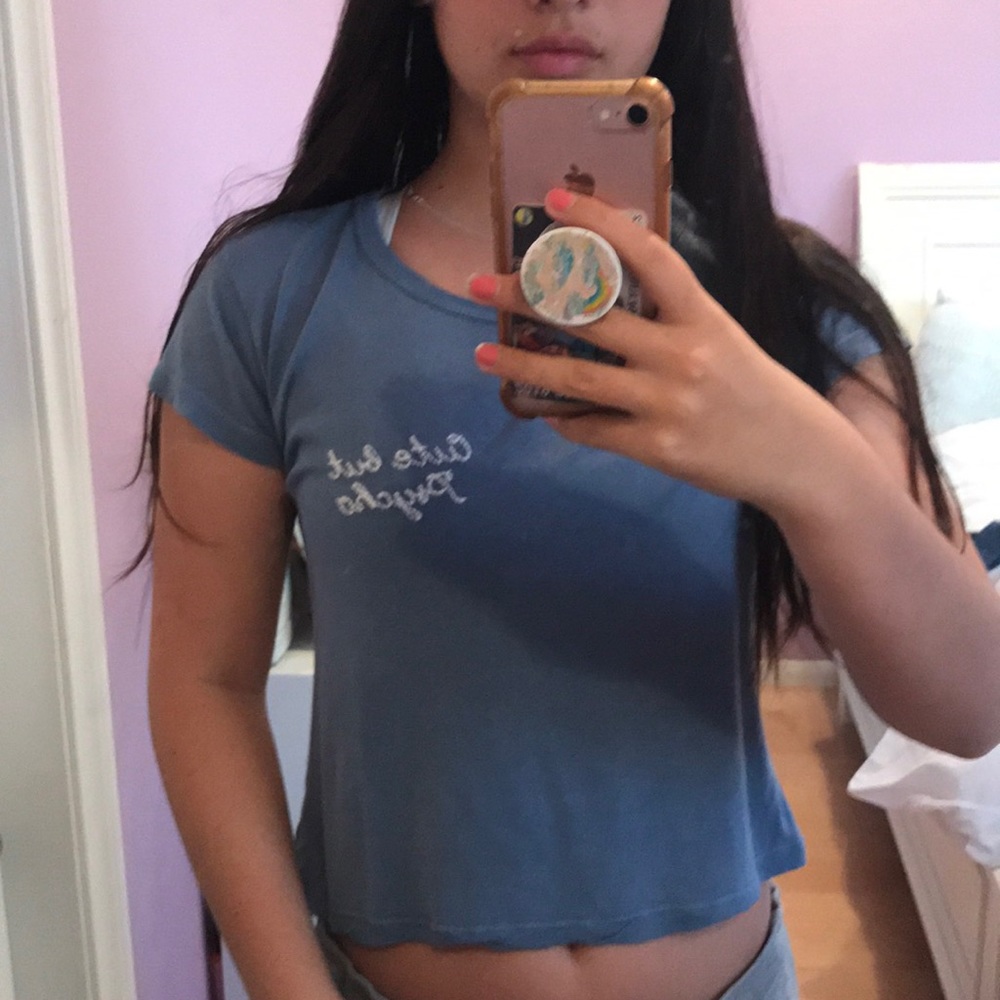 Brandy Melville cute but psycho embroidered tee